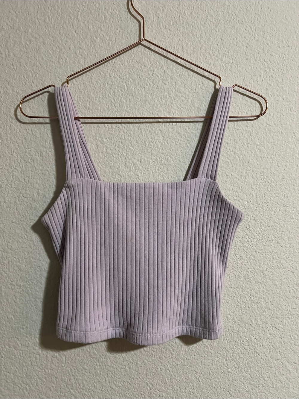 American Eagle Outfitters Ribbed Square-Neck Crop Top - Light Lavender